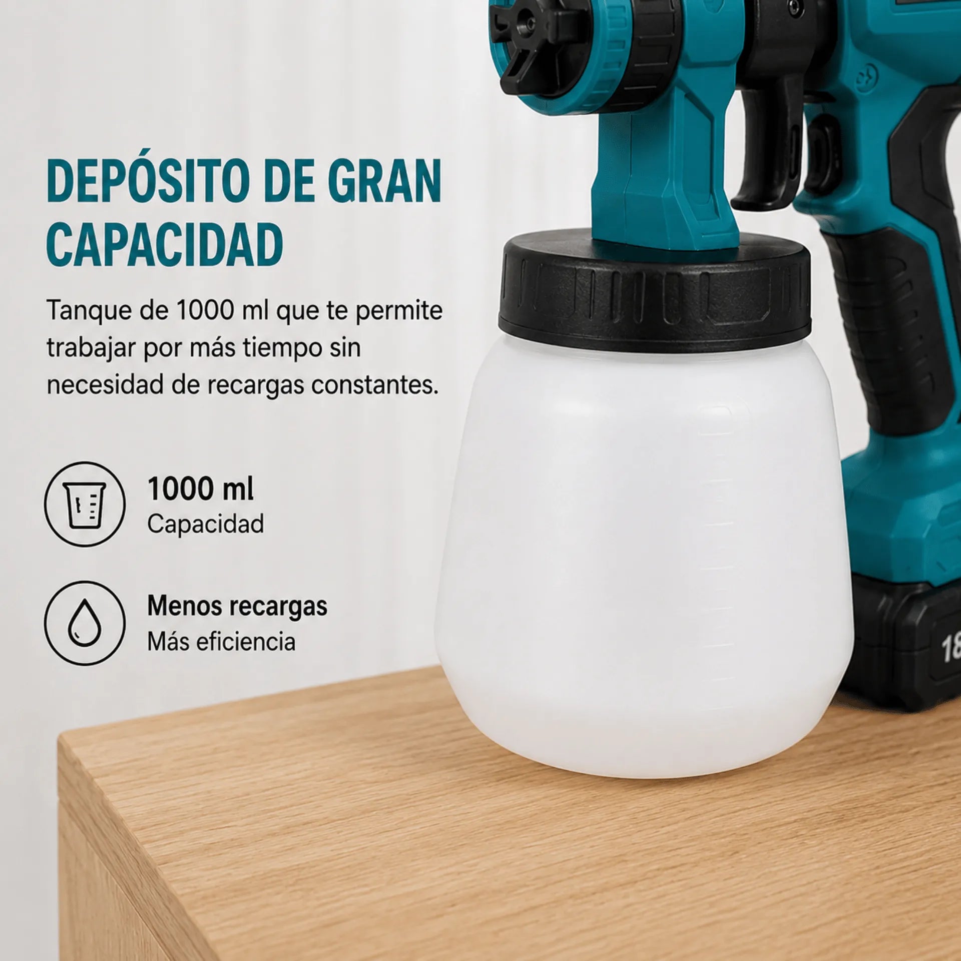 Pistola De Pintura Pulverizador Inalámbrico 200W Con Doble Batería Y Depósito De 1000 ml AE0057