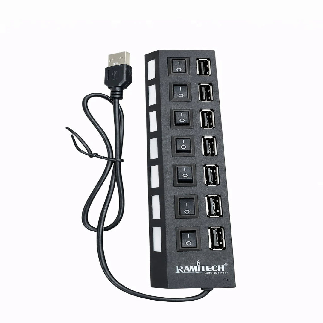 Multiplicador de Puertos Ramitech De 7 Puertos Usb Con Velocidad 3.0 RAM-HUB01