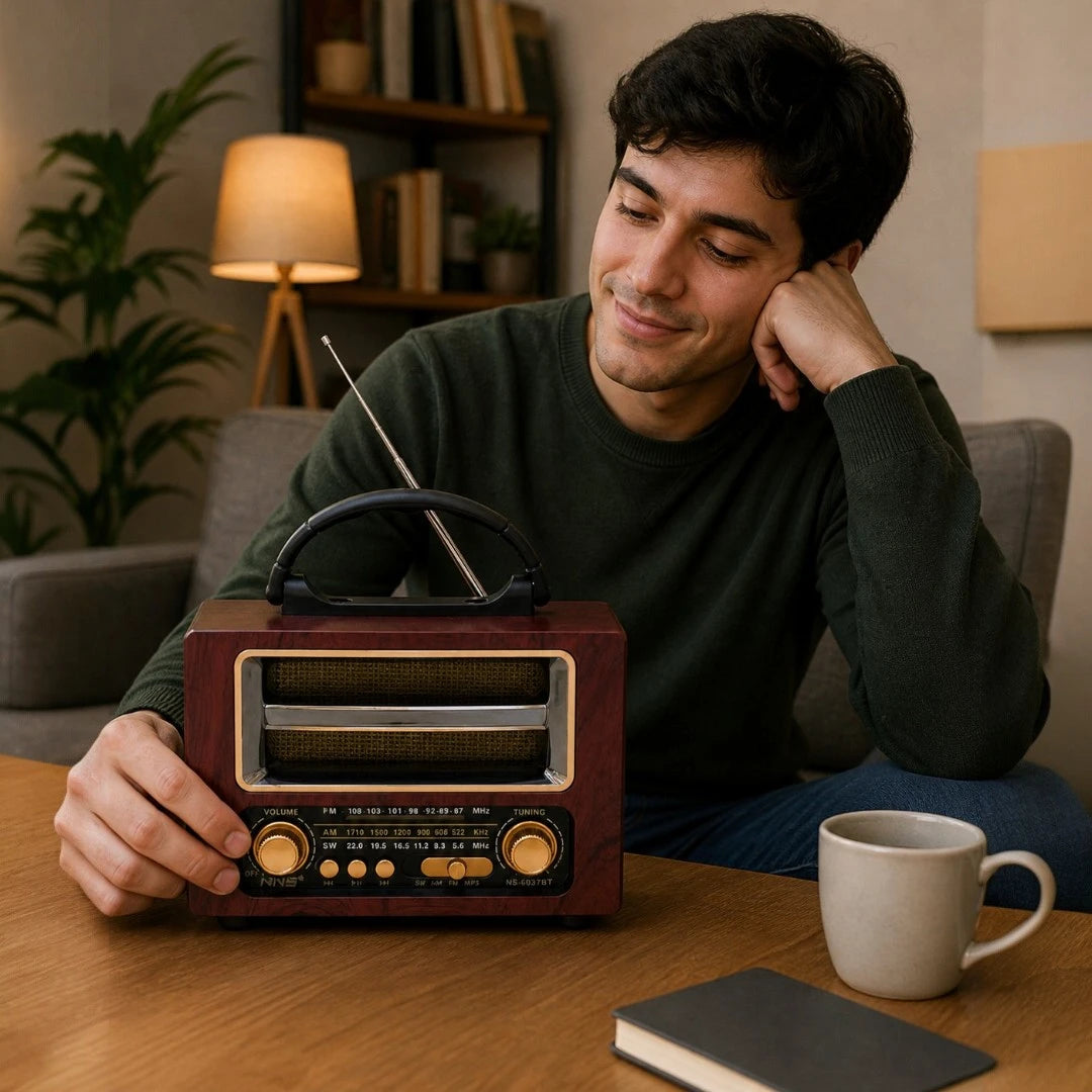 Radio Parlante Retro Bluetooth Recargable Con Radio AM/ FM / SW KTF-2013