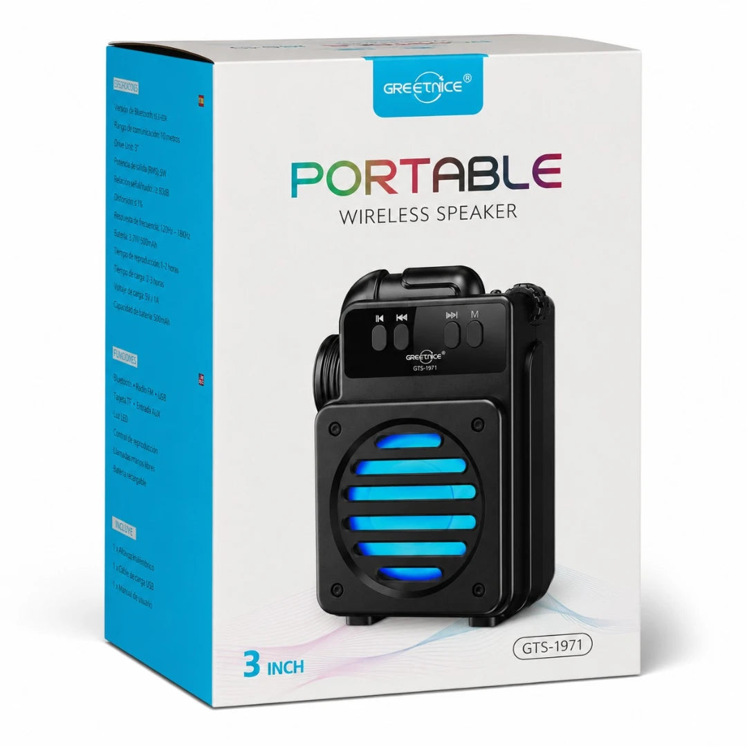 Radio Parlante Bluetooth Con Iluminación RGBY y Reproductor USBTF GTS-1971