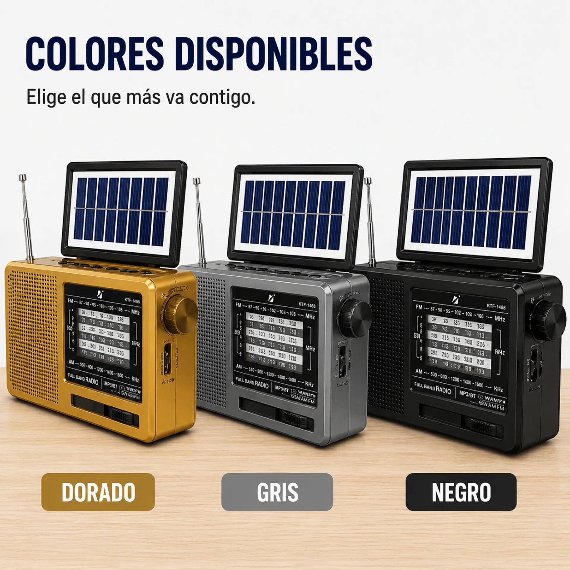 Radio Parlante Bluetooth Portátil Recargable Con Panel Solar KTF-1488