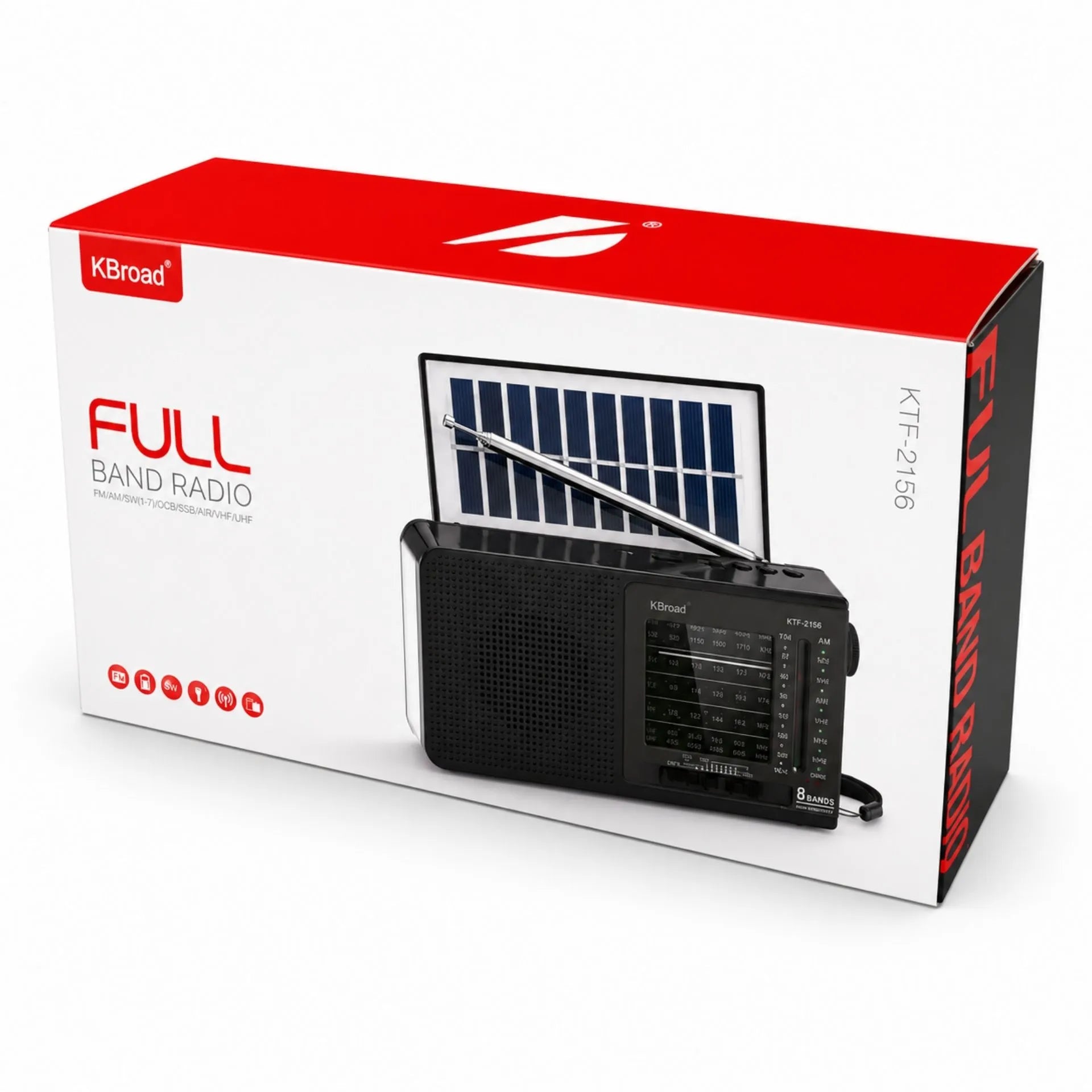 Radio Multibanda Con Panel Solar Linterna LED Y Reproductor USB/TF KBroad  KTF-2156