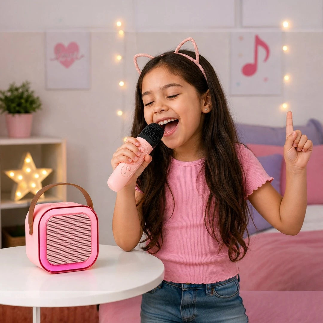 Parlante Karaoke Portátil Bluetooth Con Micrófono Inalámbrico Y Luces LED RGB MY-7231