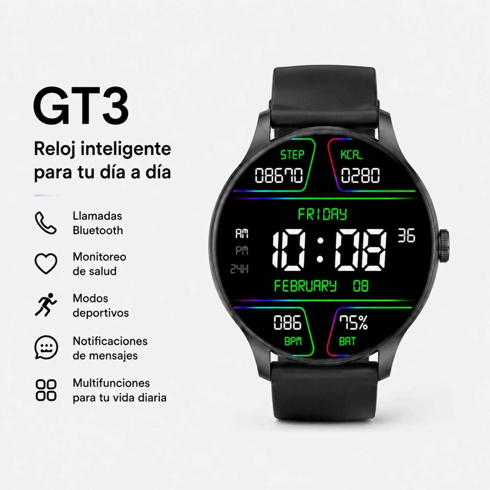 Reloj Inteligente Con Llamadas Bluetooth Y Monitoreo Deportivo LAXASFIT GT3