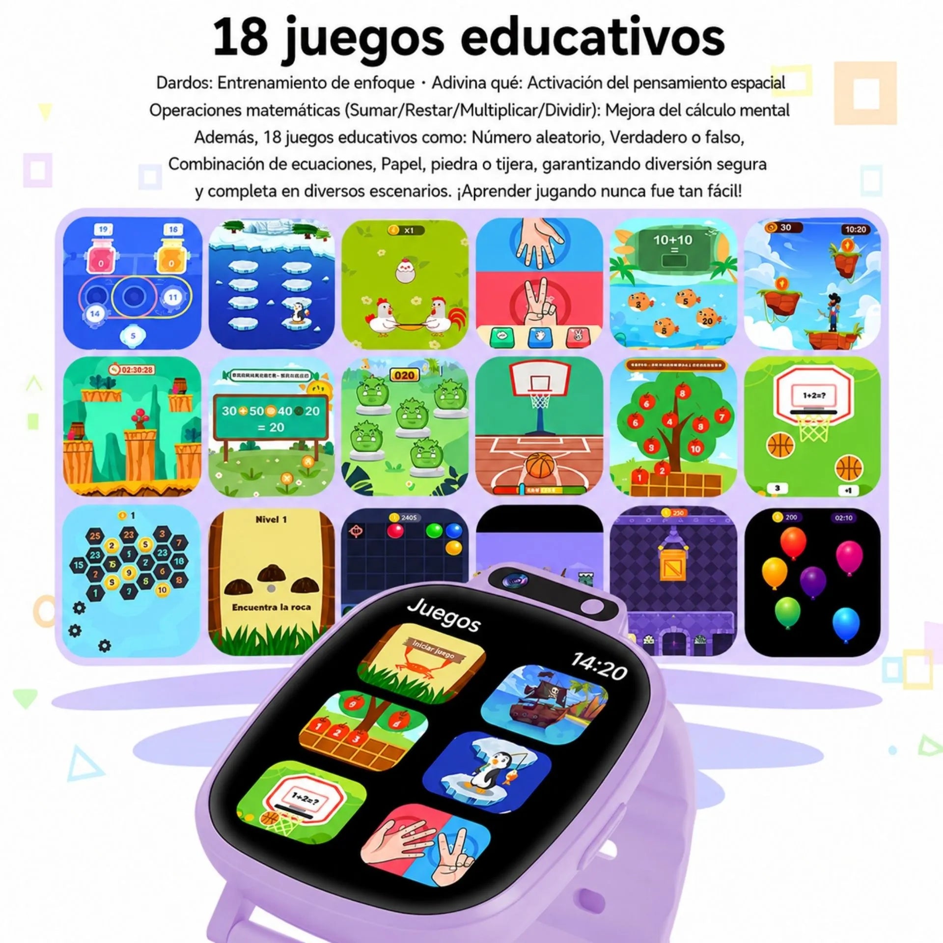 Reloj Inteligente Para Niños Con Juegos, Cámara, Podómetro Y Funciones Educativas H10