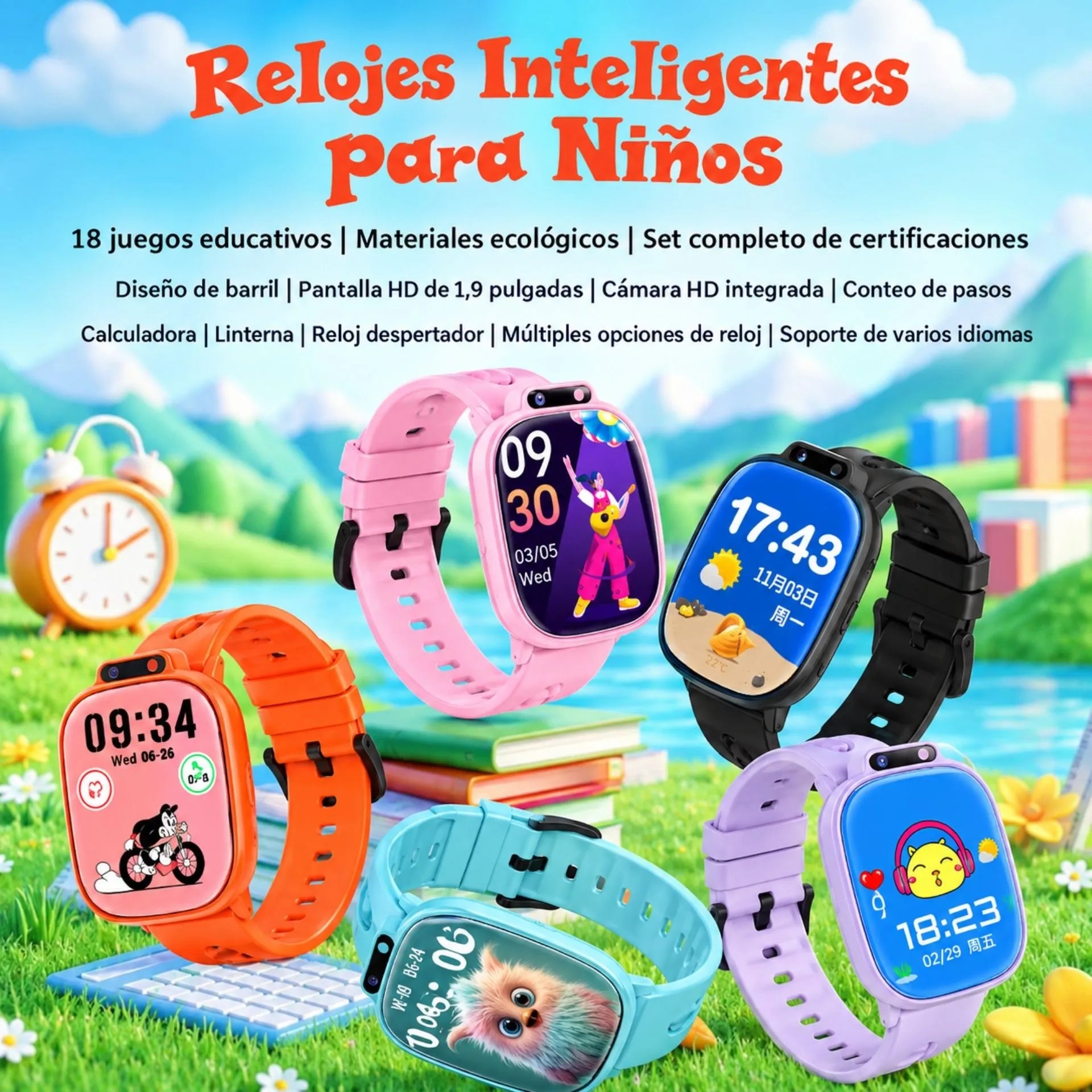 Reloj Inteligente Para Niños Con Juegos, Cámara, Podómetro Y Funciones Educativas H10