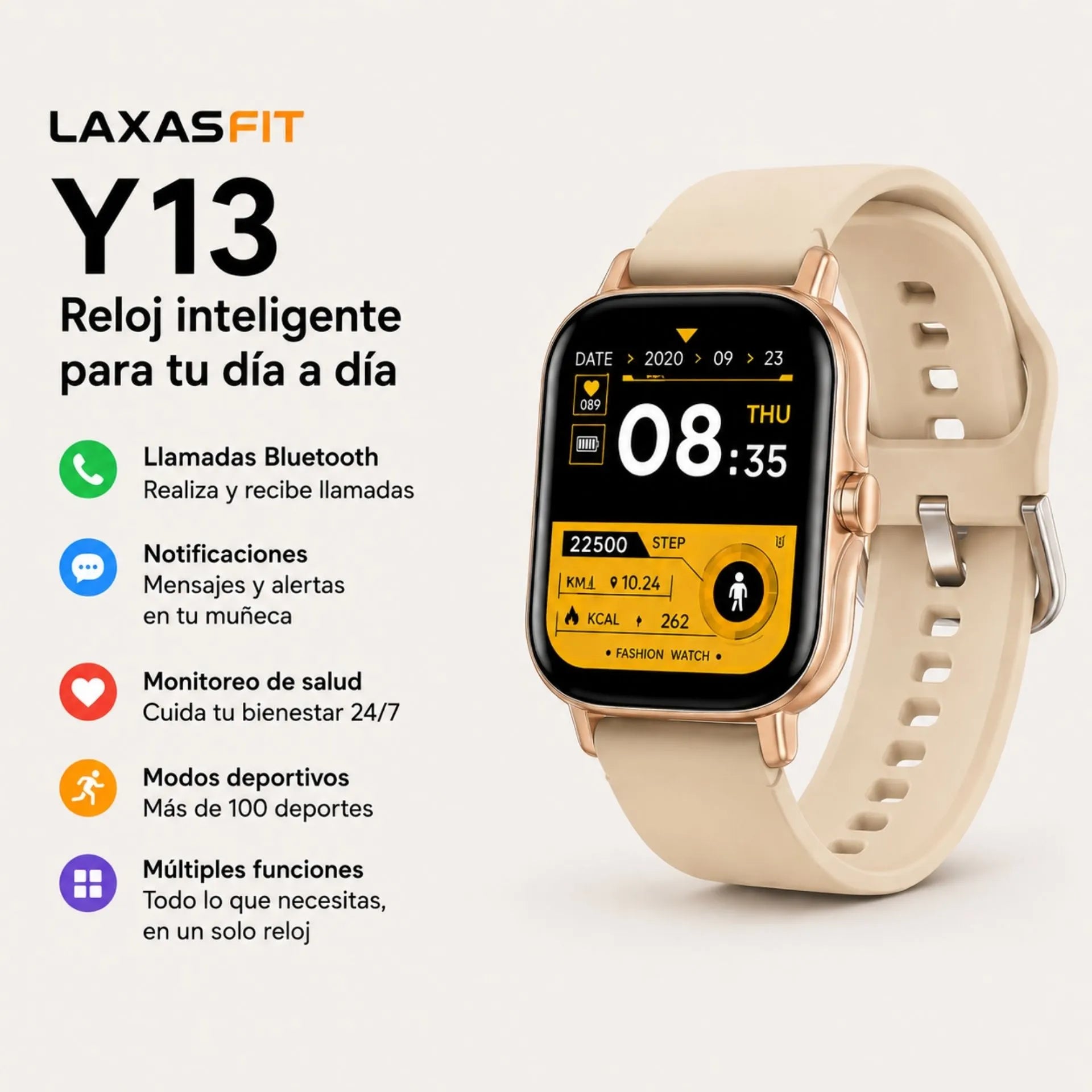 Reloj Inteligente Con Llamadas Bluetooth, Monitoreo Deportivo Y Notificaciones LAXASFIT Y13