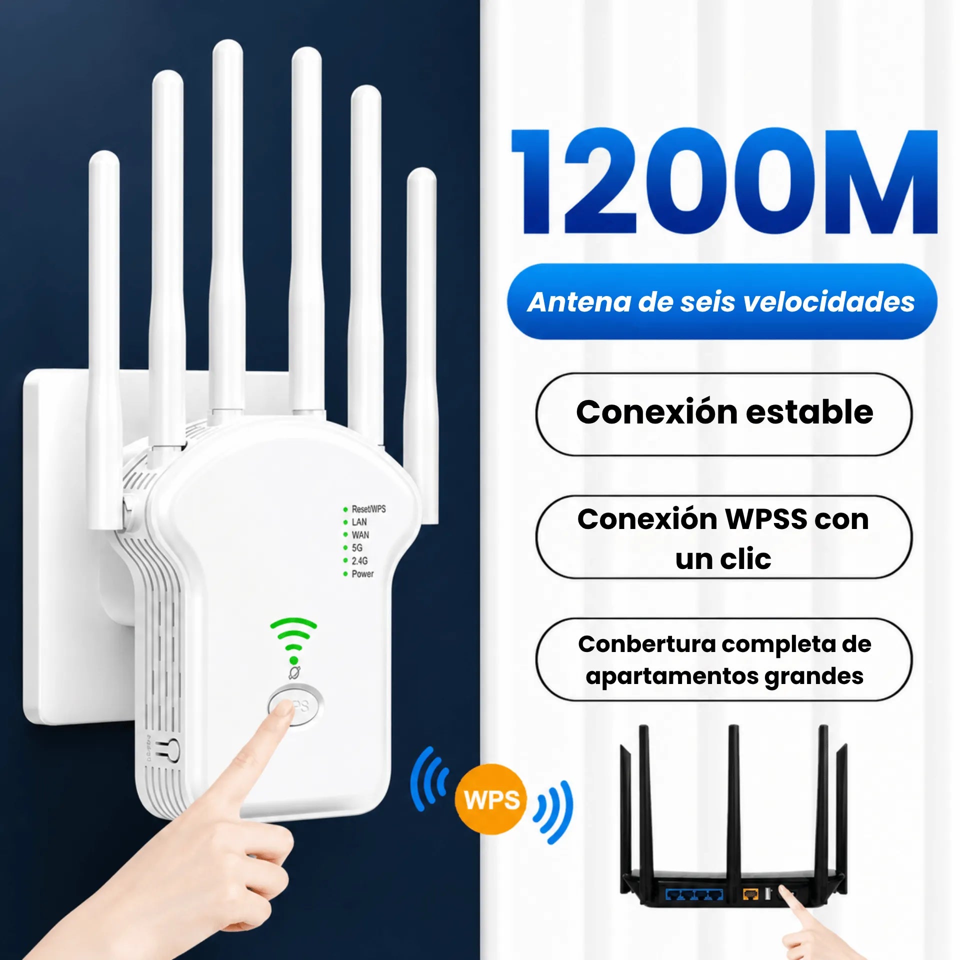 Repetidor WiFi 300 Mbps Con Función De Router Y Modos AP Extensor De Señal 2.4GHz Baihuo City MY-7254