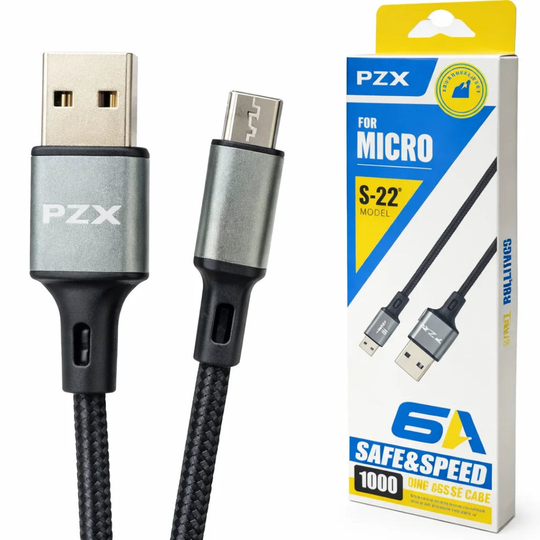 Cable PZX Usb a Micro V8 De Carga 6 Amperios S-22