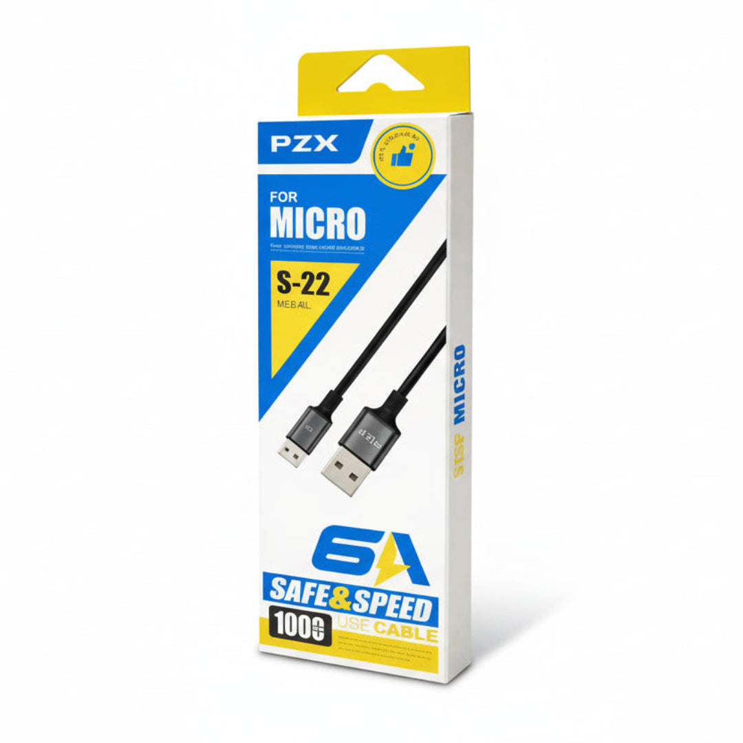 Cable PZX Usb a Micro V8 De Carga 6 Amperios S-22
