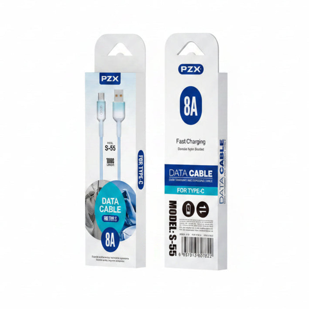 Cable PZX De Carga De Usb a Typec En Nylon Textil Con Intensidad De 8 Amperios PZX S-55