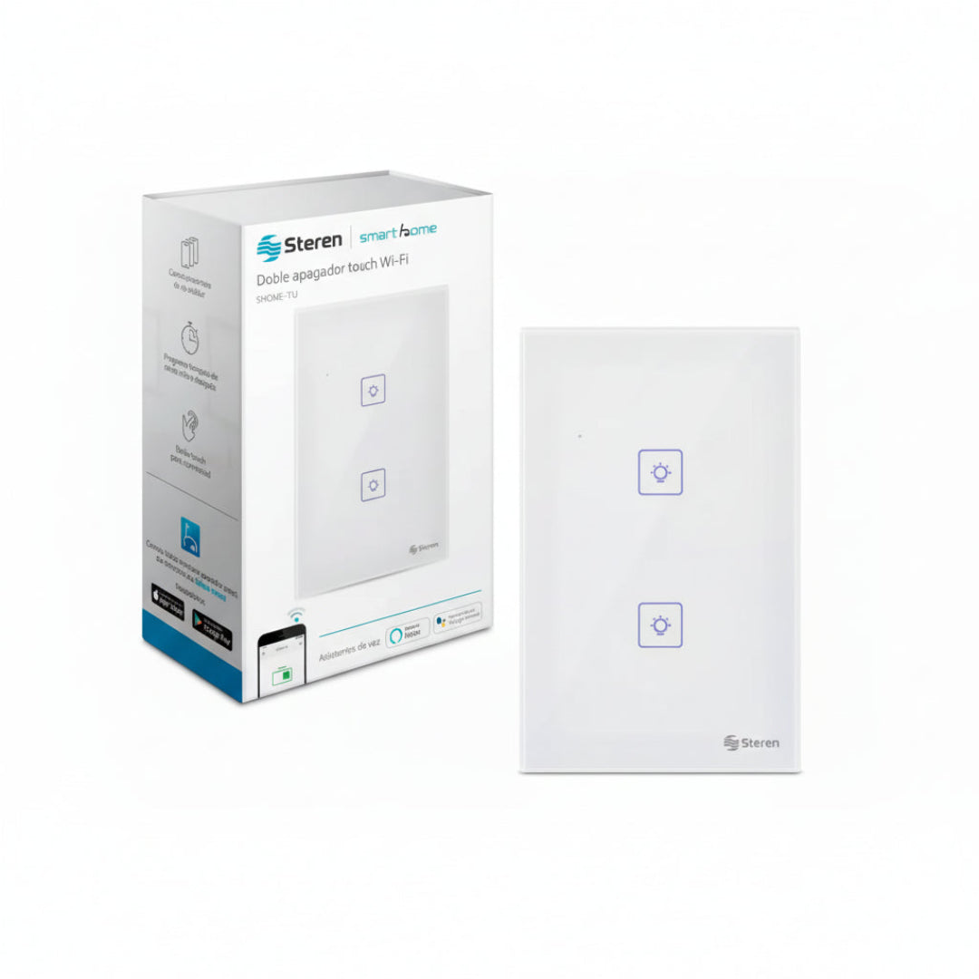 Interruptor de Luz Inteligente WiFi Touch Temporizador Compatible con Google Assistant Steren SHOME-110