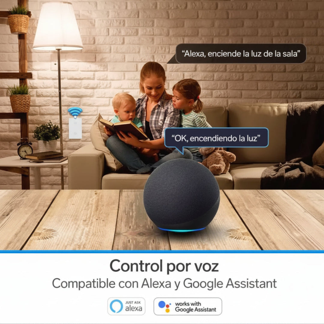 Interruptor de Luz Inteligente WiFi Touch Temporizador Compatible con Google Assistant Steren SHOME-110