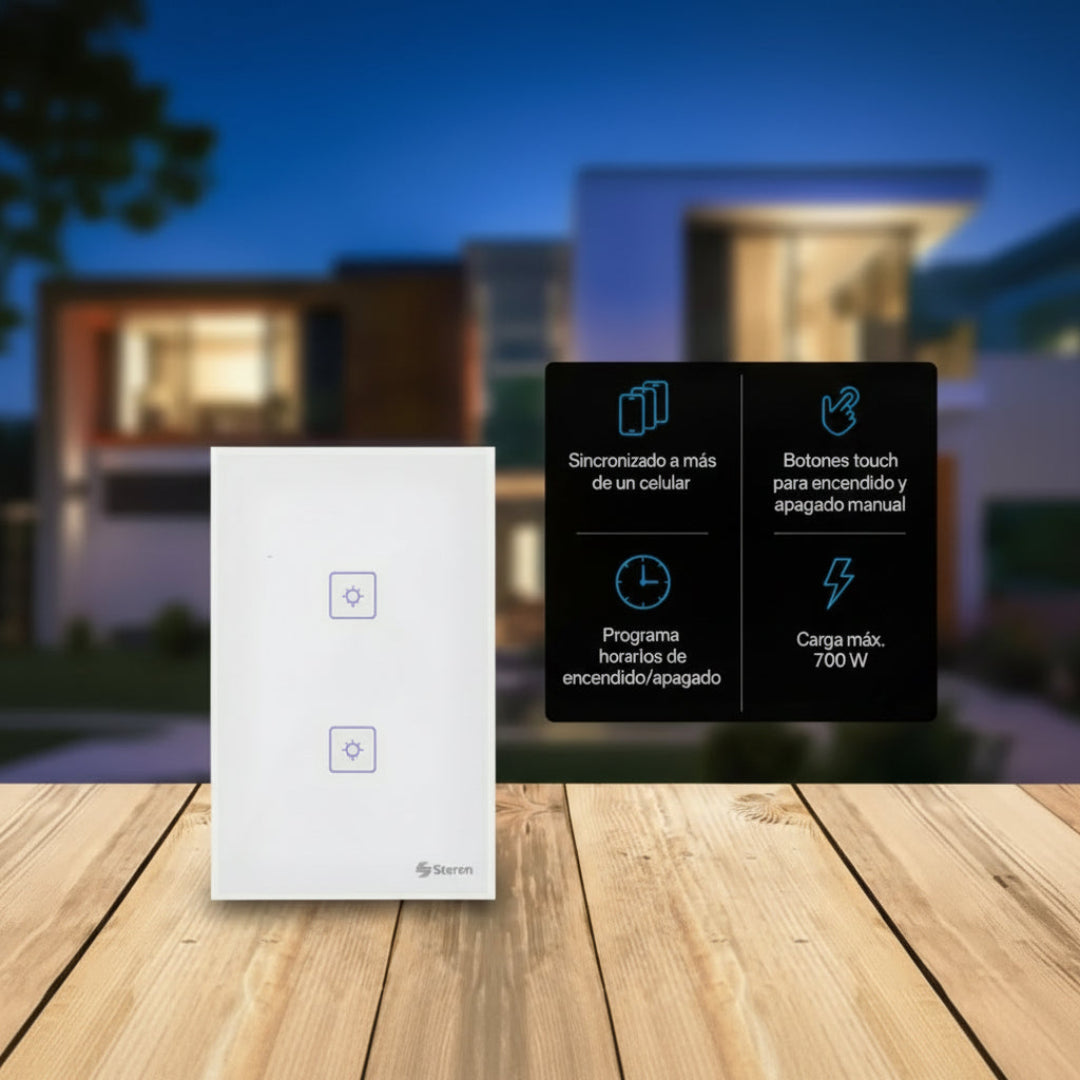 Interruptor de Luz Inteligente WiFi Touch Temporizador Compatible con Google Assistant Steren SHOME-110