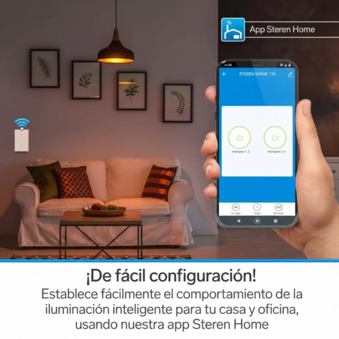 Interruptor de Luz Inteligente WiFi Touch Temporizador Compatible con Google Assistant Steren SHOME-110