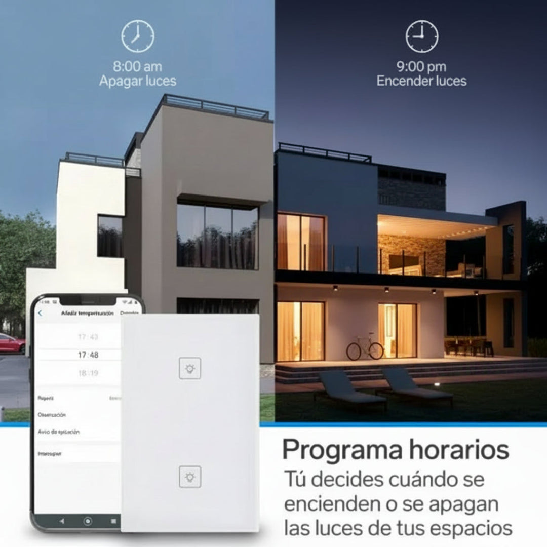 Interruptor de Luz Inteligente WiFi Touch Temporizador Compatible con Google Assistant Steren SHOME-110