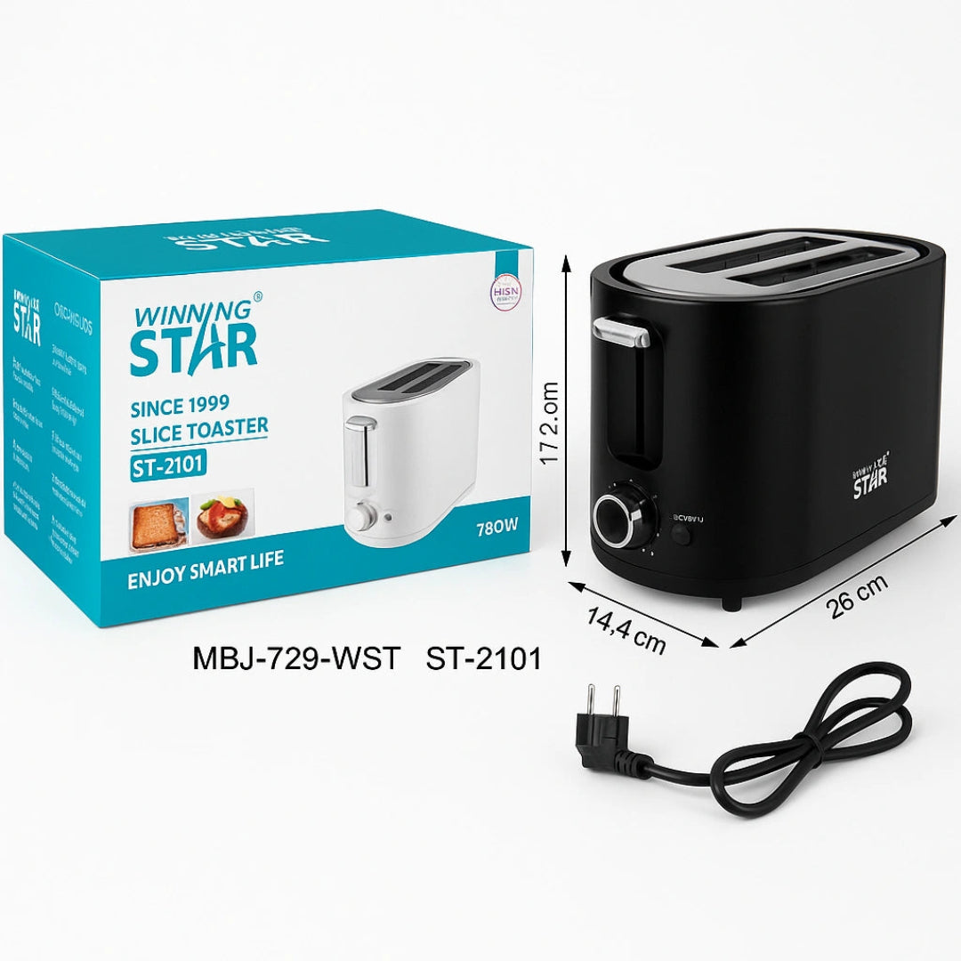 Tostadora Eléctrica 780W De 2 Ranuras Con Control De Tostado Y Funciones Múltiples ST-2101
