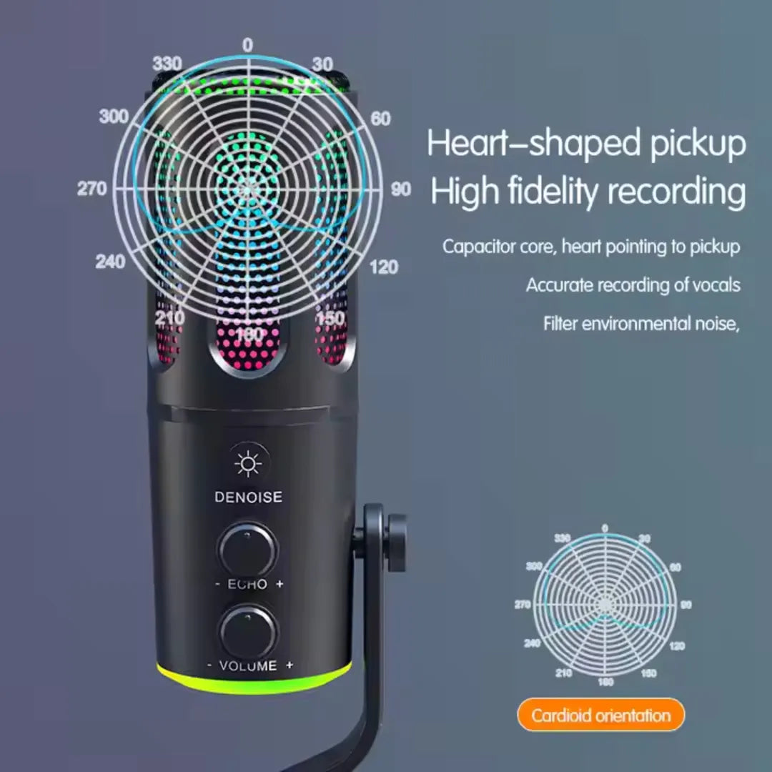 Micrófono De Podcast Inalámbrico Recargable Con Retroiluminado SU8W