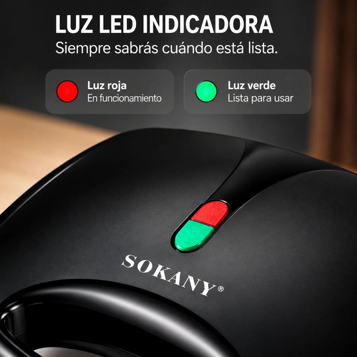 Sandwichera Eléctrica 750W Con Placas Antiadherentes Y Luz LED Indicadora Sokany SK-08038