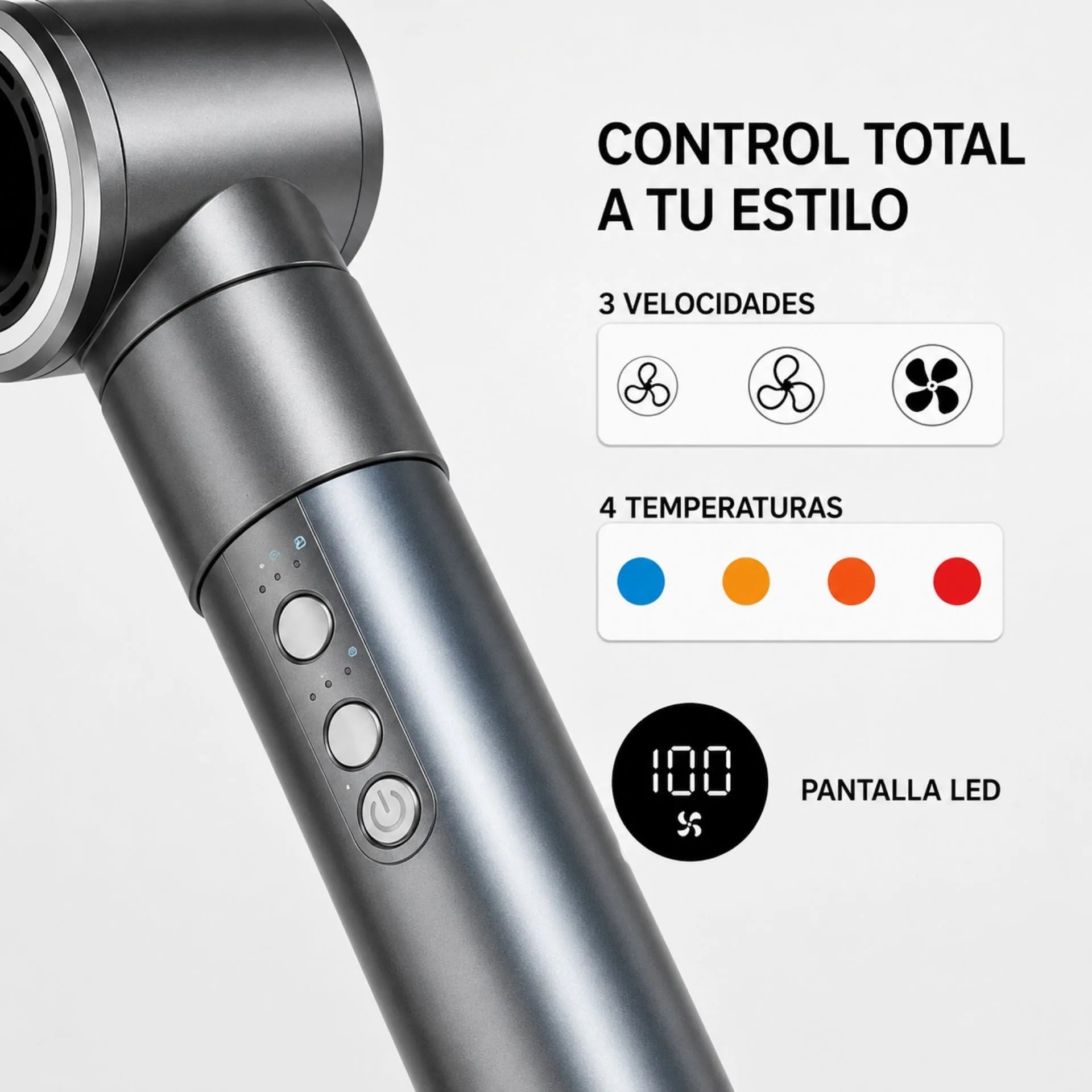 Secador Ionizador Nano-Tec 4 En 1 1300W Con Motor Brushless De 110.000 RPM NT-SC683