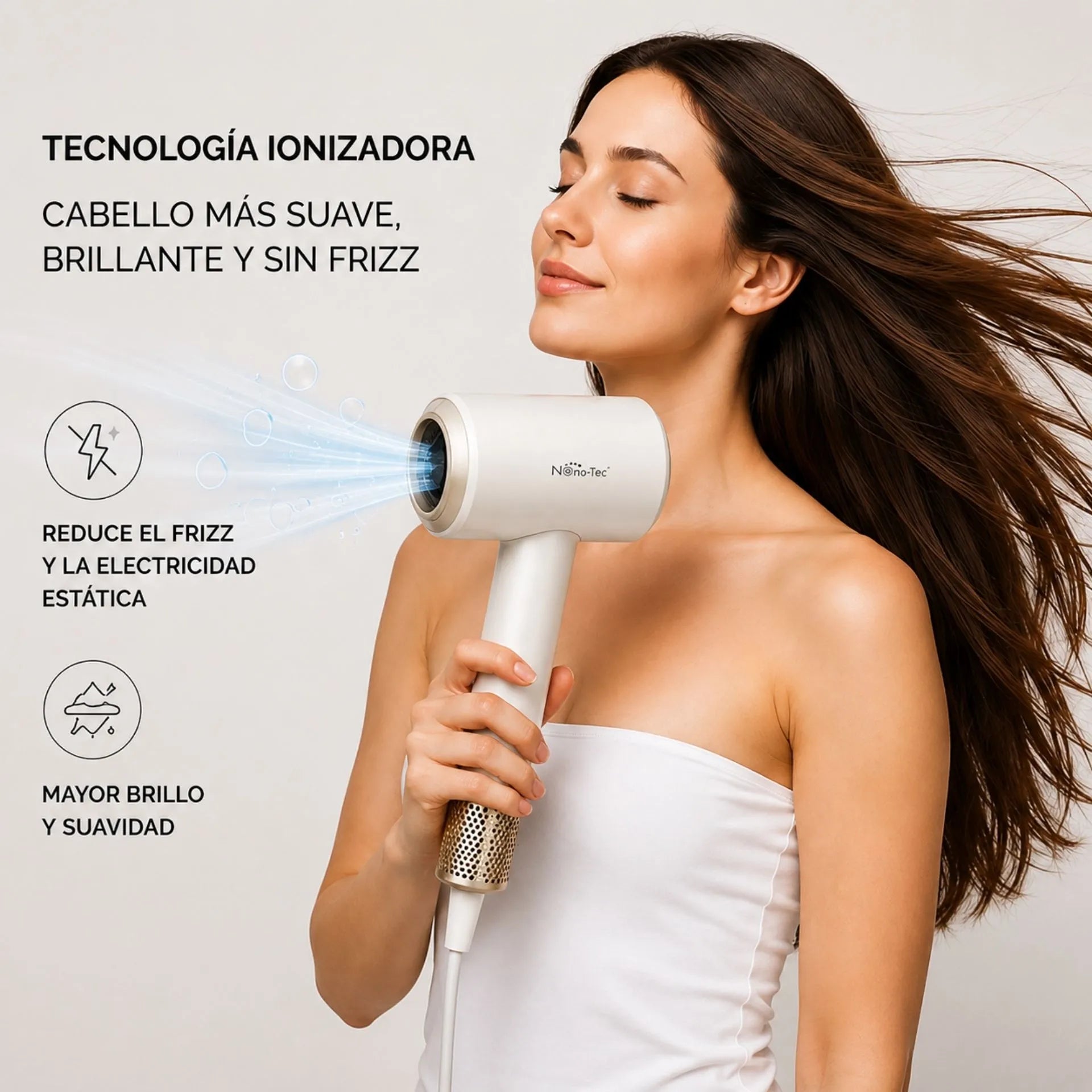 Secador Iónico Profesional Nano-Tec 1800W Con Motor De 110.000 RPM  NT-SC684
