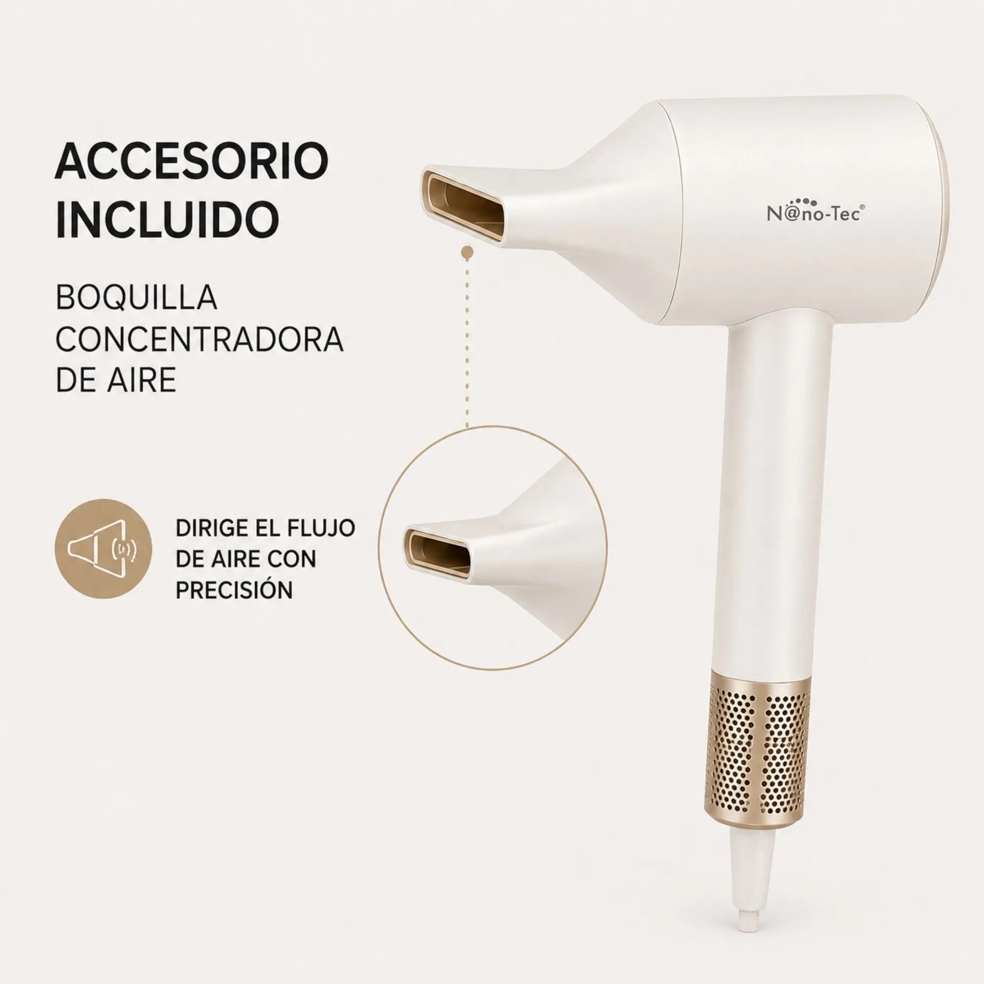 Secador Iónico Profesional Nano-Tec 1800W Con Motor De 110.000 RPM  NT-SC684