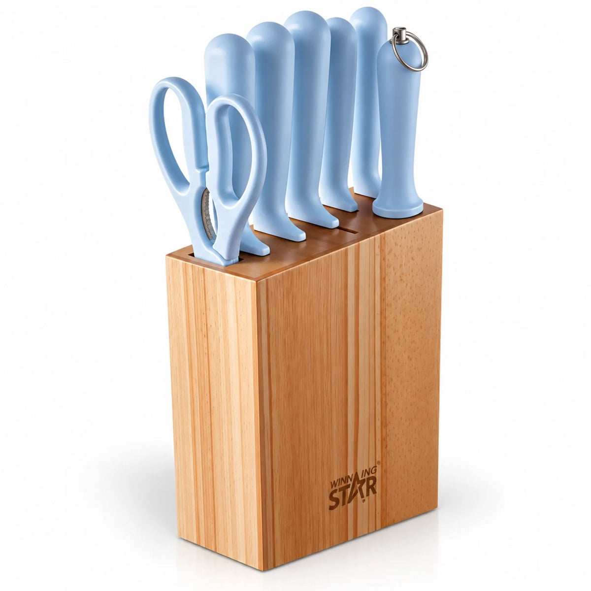 Set De Cuchillos De Cocina 8 Piezas Con Tijeras, Afilador Y Bloque De Madera Winning Star ST-7803