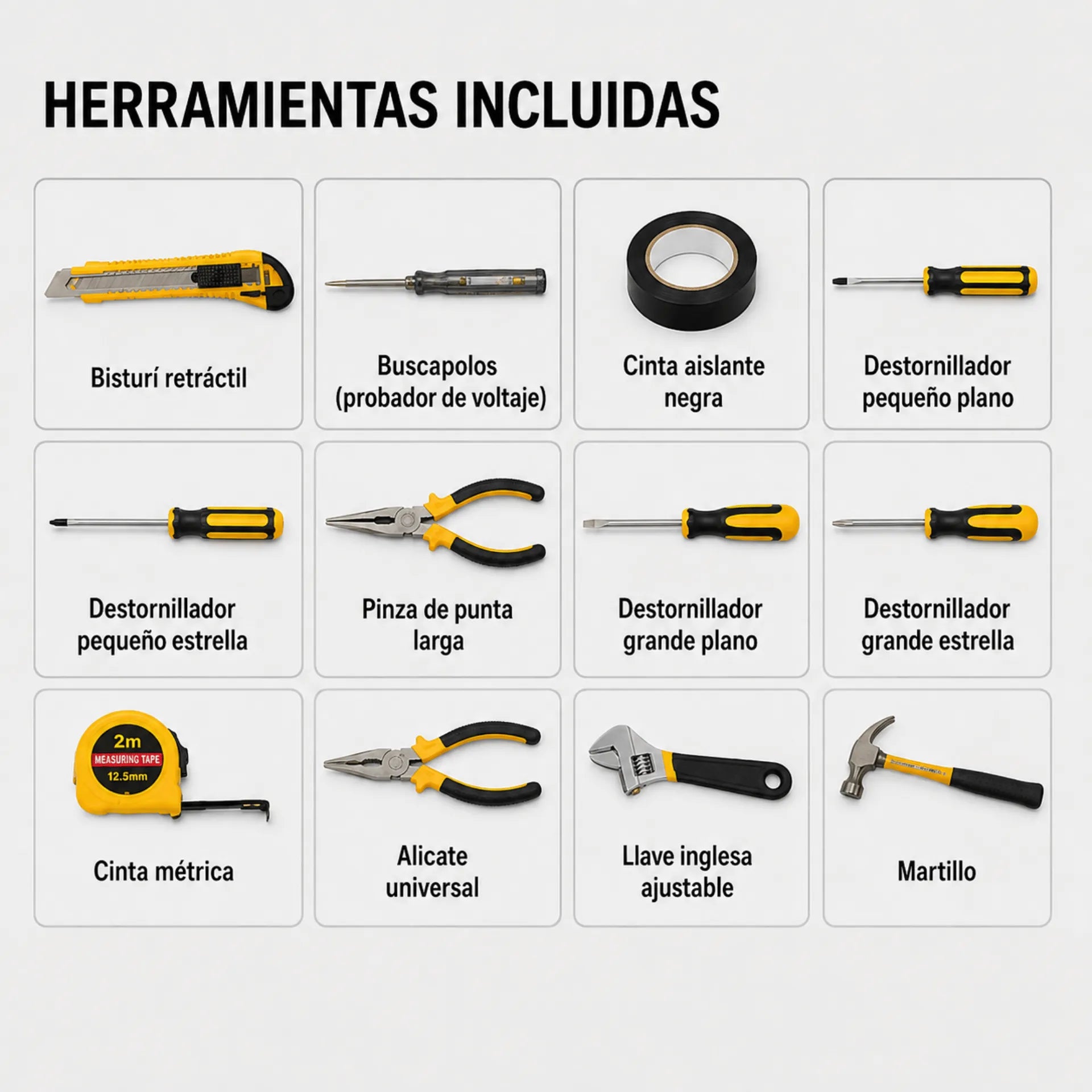 Maletín Set De Herramientas De 12 Piezas Con Estuche Rígido AE0164