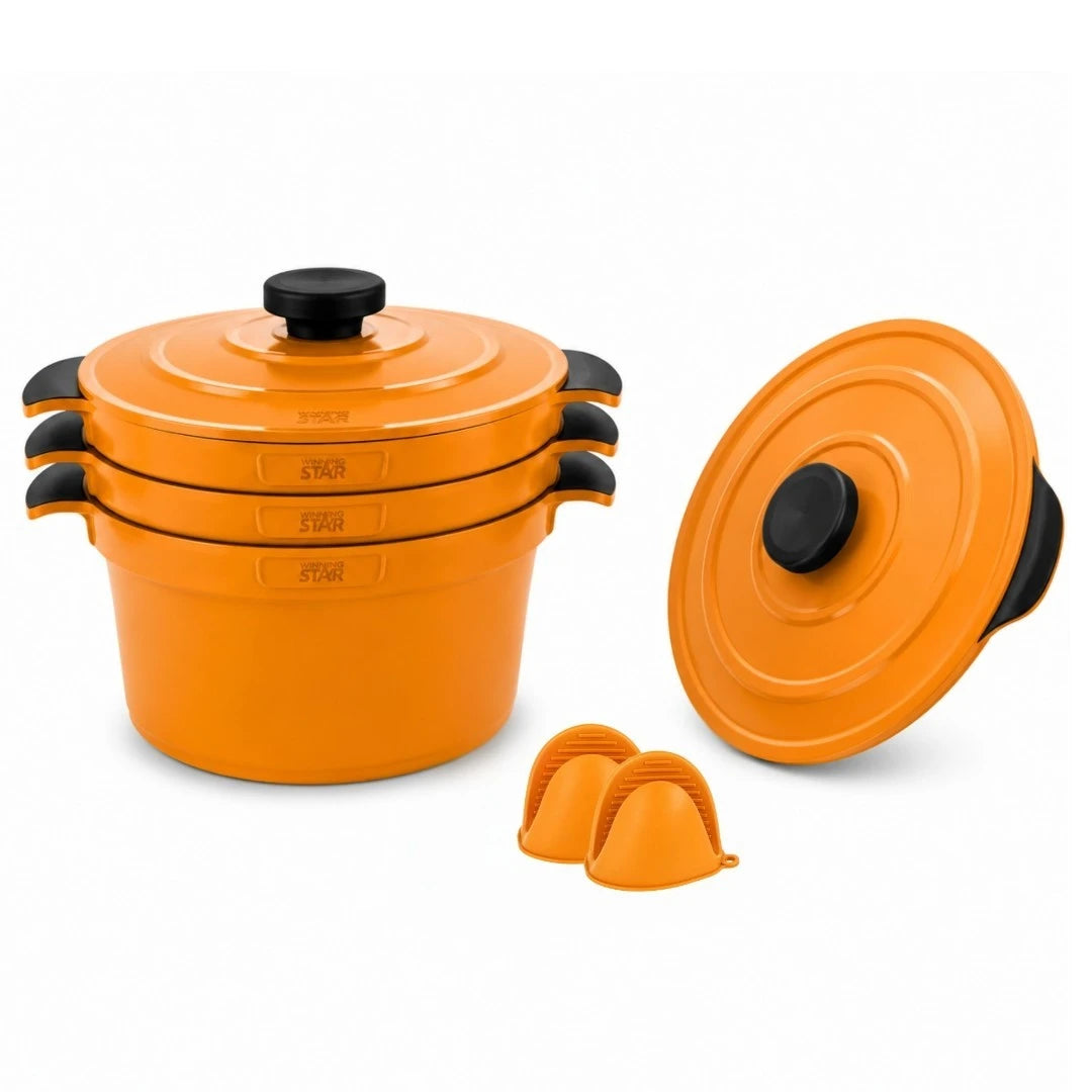 Set De 3 Ollas Apilables Winning Star Con Tapa Multifuncional ST-5216