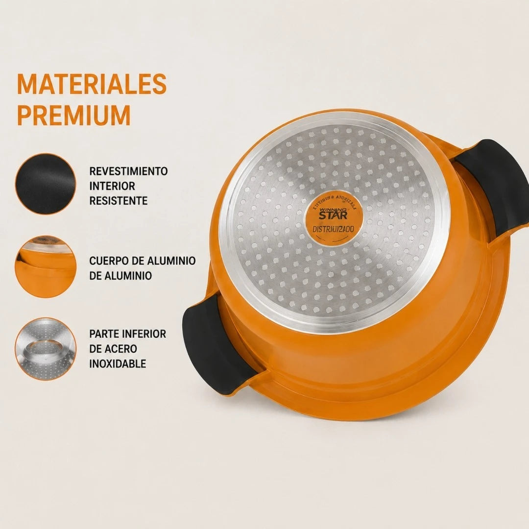 Set De 3 Ollas Apilables Winning Star Con Tapa Multifuncional ST-5216