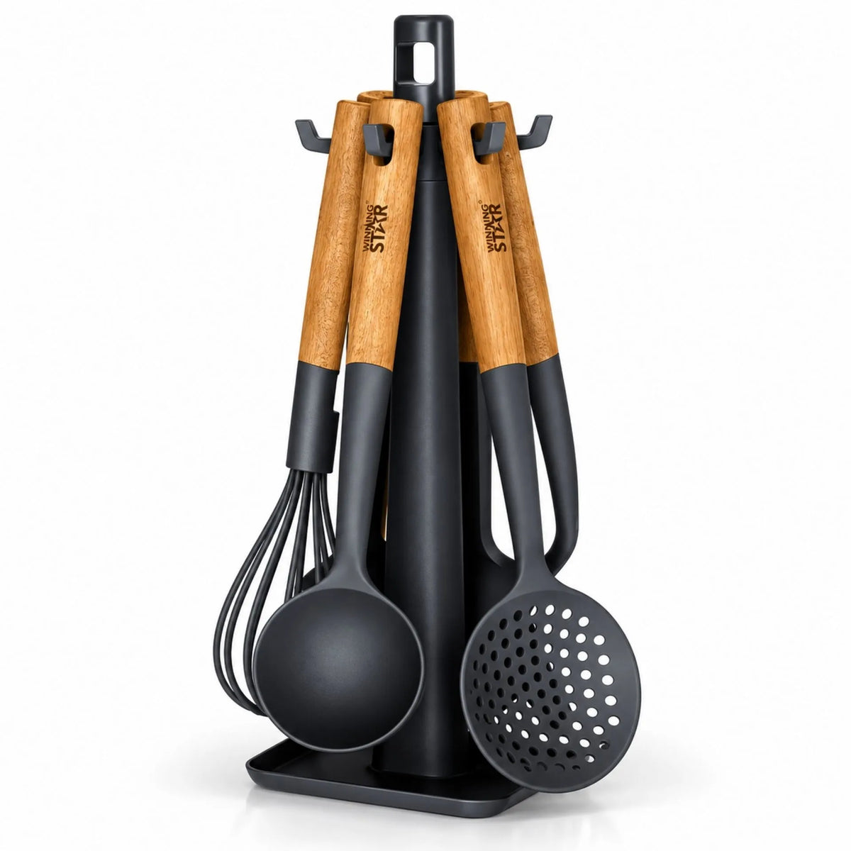 Set De Utensilios De Cocina 7 Piezas Resistentes Al Calor Con Mangos De Madera Winning Star ST-7507