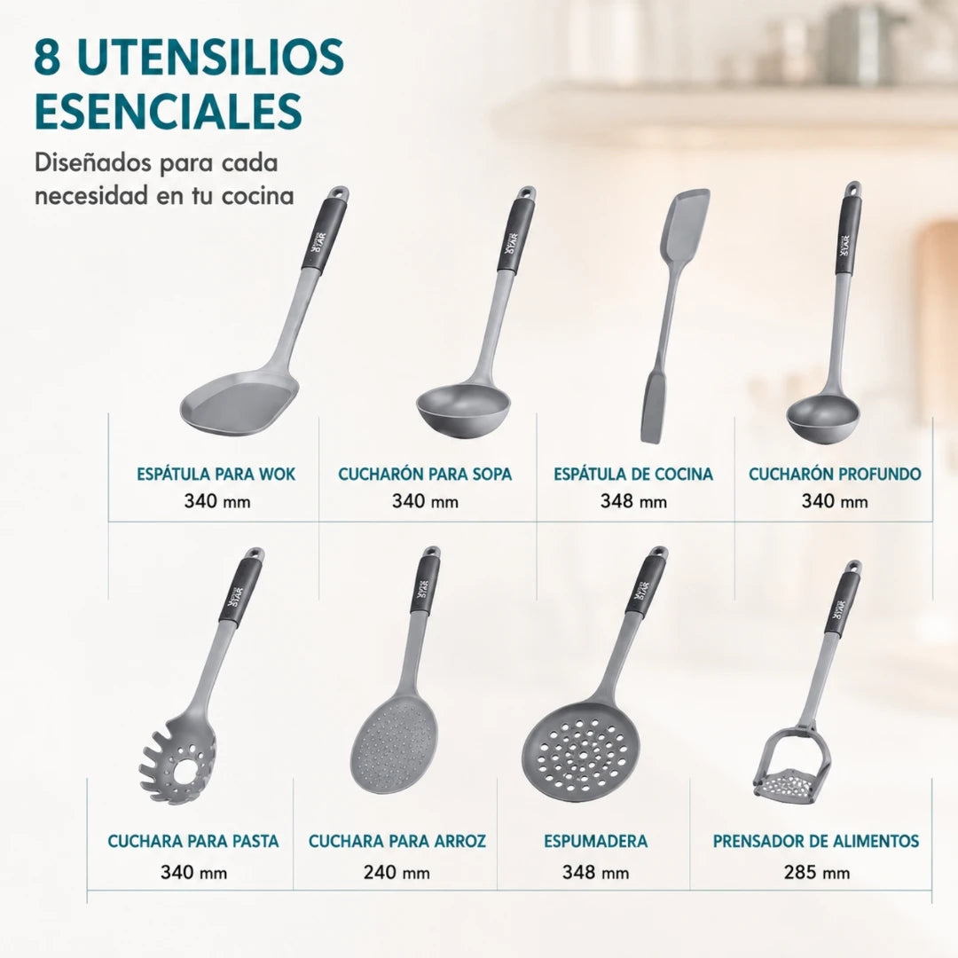 Set De Utensilios De Cocina Winning Star 10 Piezas Con Base Organizadora ST-7508