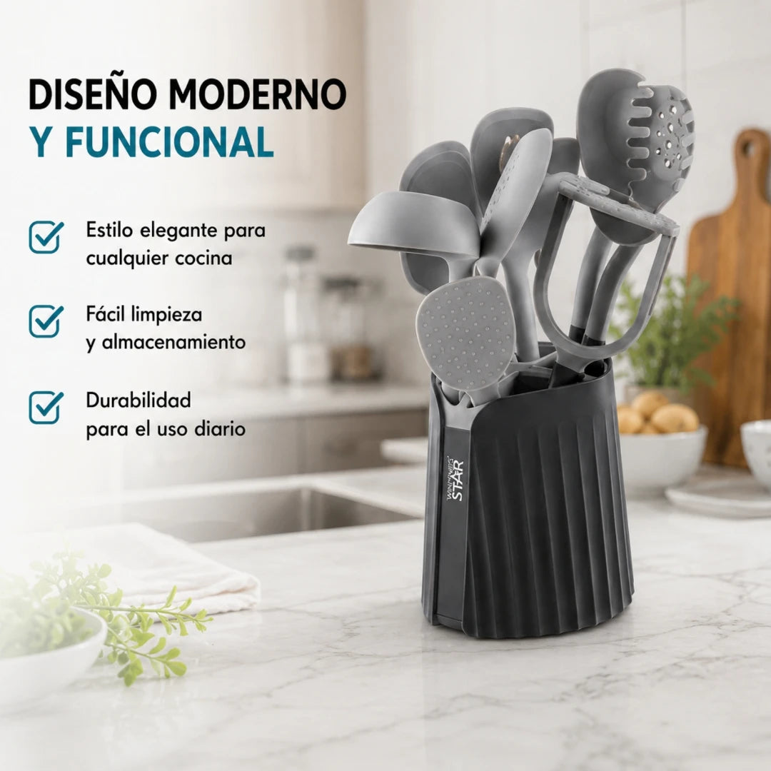 Set De Utensilios De Cocina Winning Star 10 Piezas Con Base Organizadora ST-7508