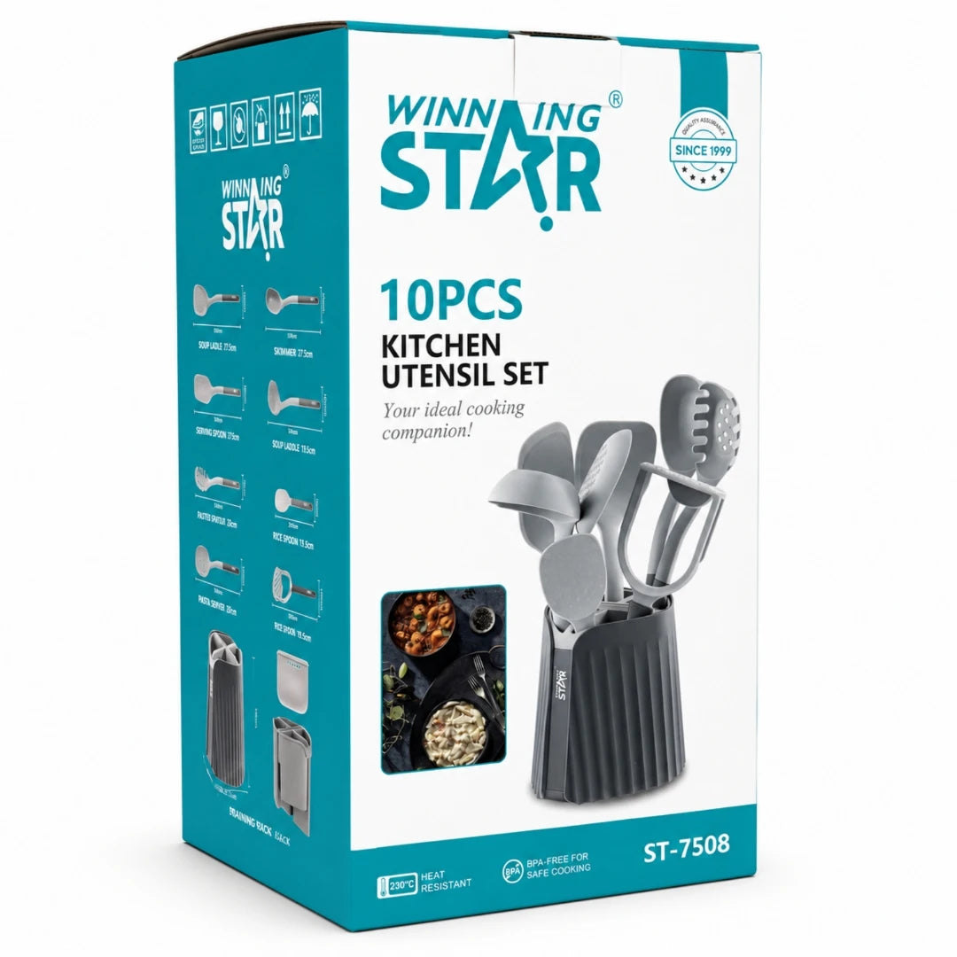 Set De Utensilios De Cocina Winning Star 10 Piezas Con Base Organizadora ST-7508
