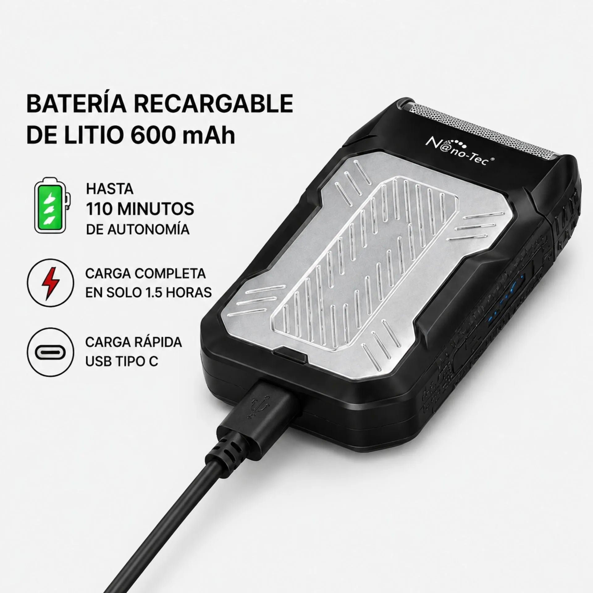 Afeitadora Eléctrica 2 En 1 Nano-Tec Shaver Perfiladora 6000 RPM NT-AE670