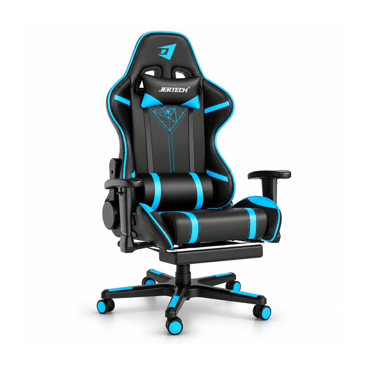 Silla Gamer Reclinable Ergonómica Para Escritorio Con Soporte Lumbar y Reposapiés Jertech GR101