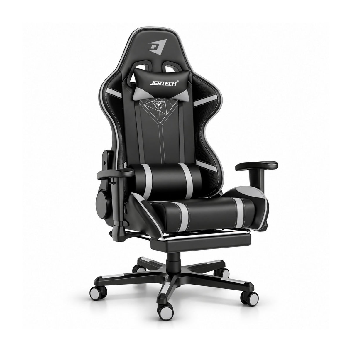 Silla Gamer Reclinable Ergonómica Para Escritorio Con Soporte Lumbar y Reposapiés Jertech GR101