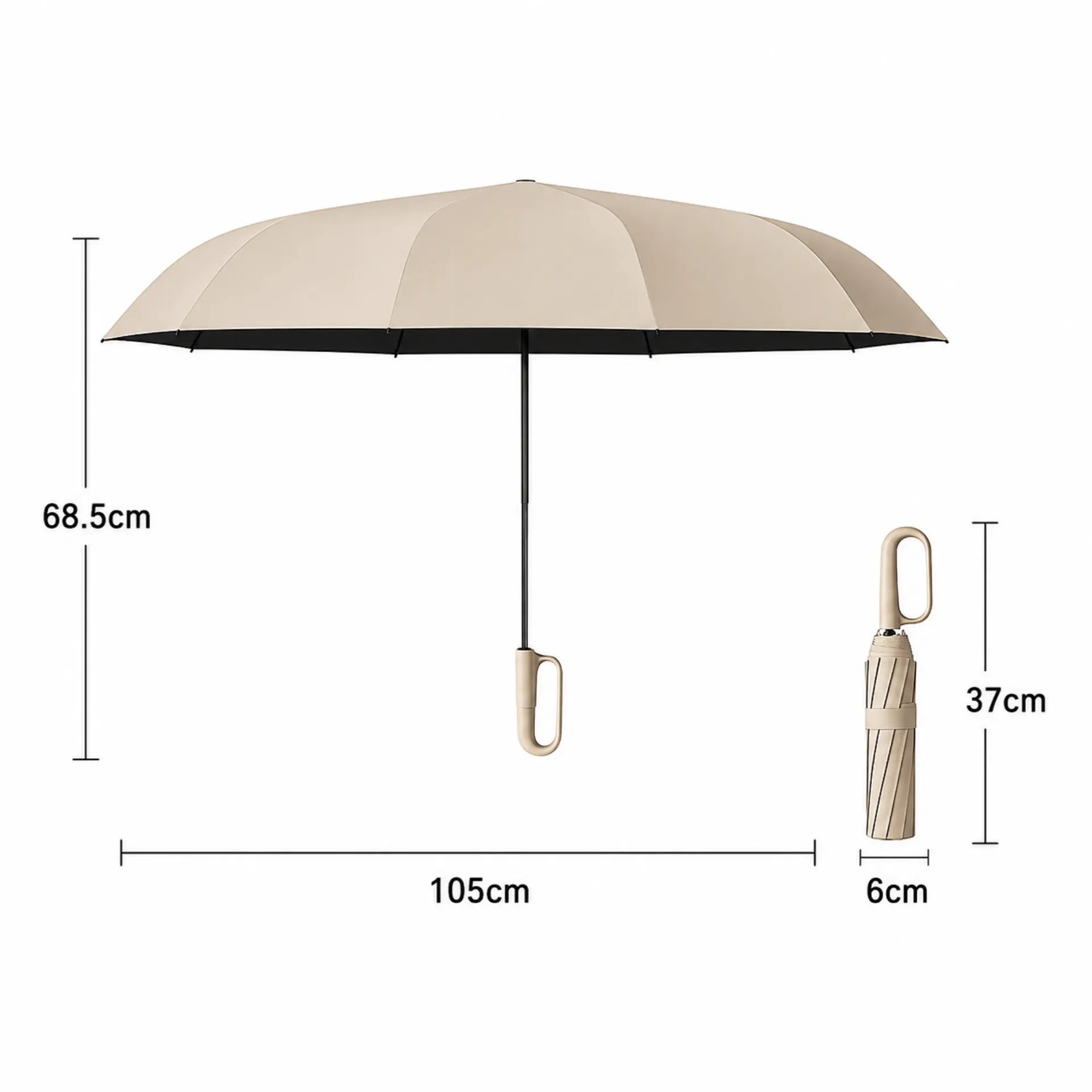 Sombrilla Con Mango Ergonómico Apertura Automática Impermeable Resistente Al Viento AE0178