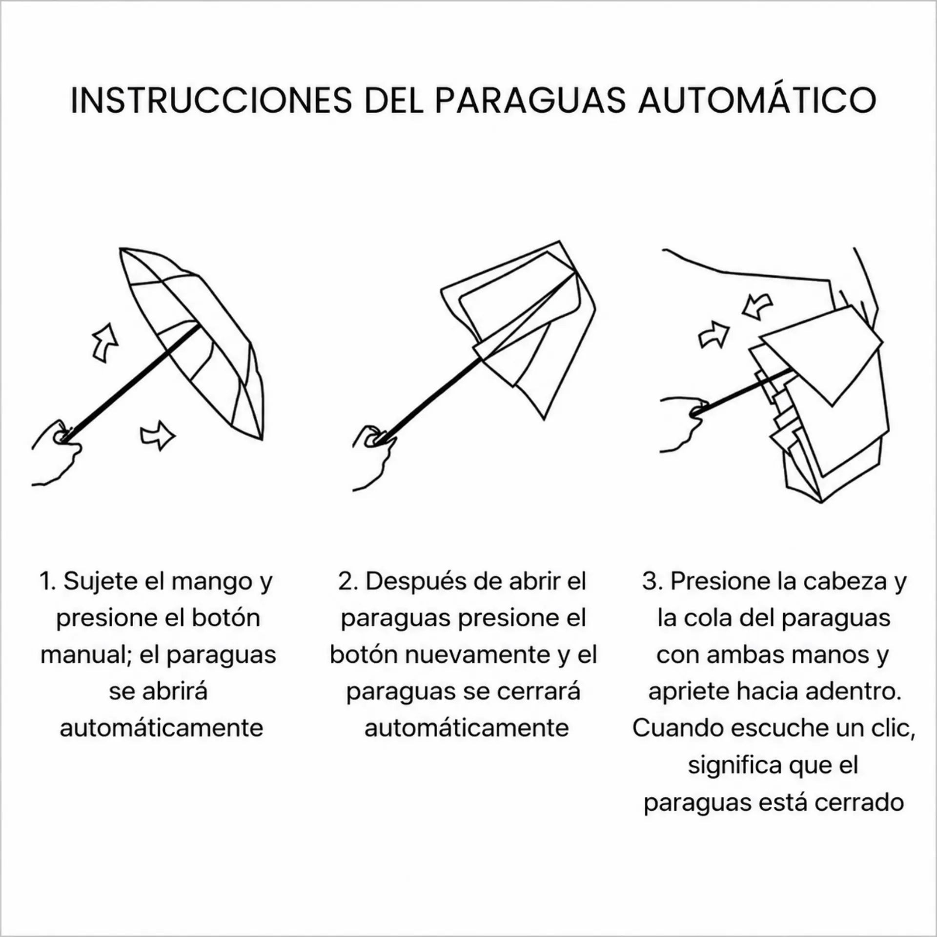 Sombrilla Con Mango Ergonómico Apertura Automática Impermeable Resistente Al Viento AE0178
