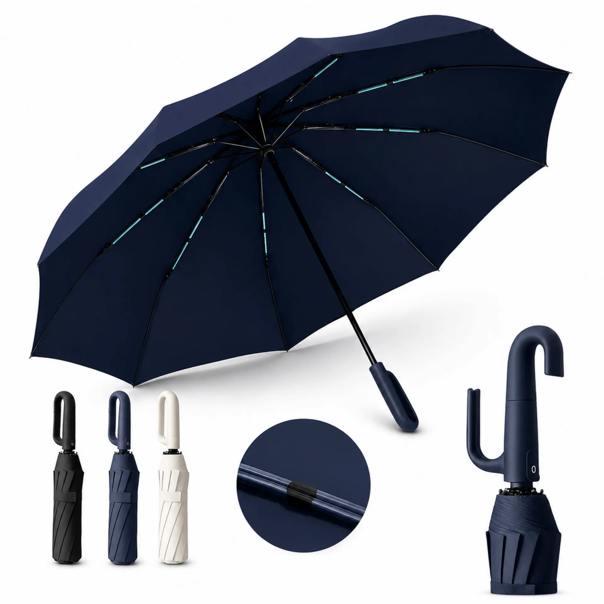 Sombrilla Con Mango Ergonómico Apertura Automática Impermeable Resistente Al Viento AE0178