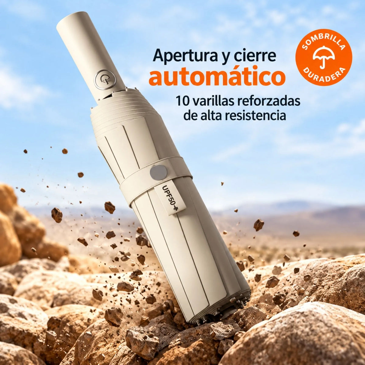 Sombrilla Automática Con Protección UV 50+ Y Varillas Reforzadas S3012 CUERINA