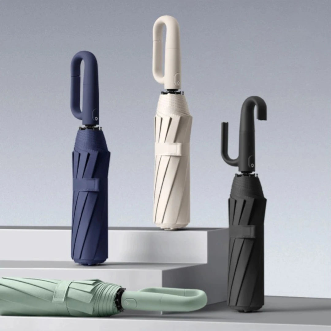 Sombrilla Con Mango Ergonómico Apertura Automática Impermeable Resistente Al Viento AE0178