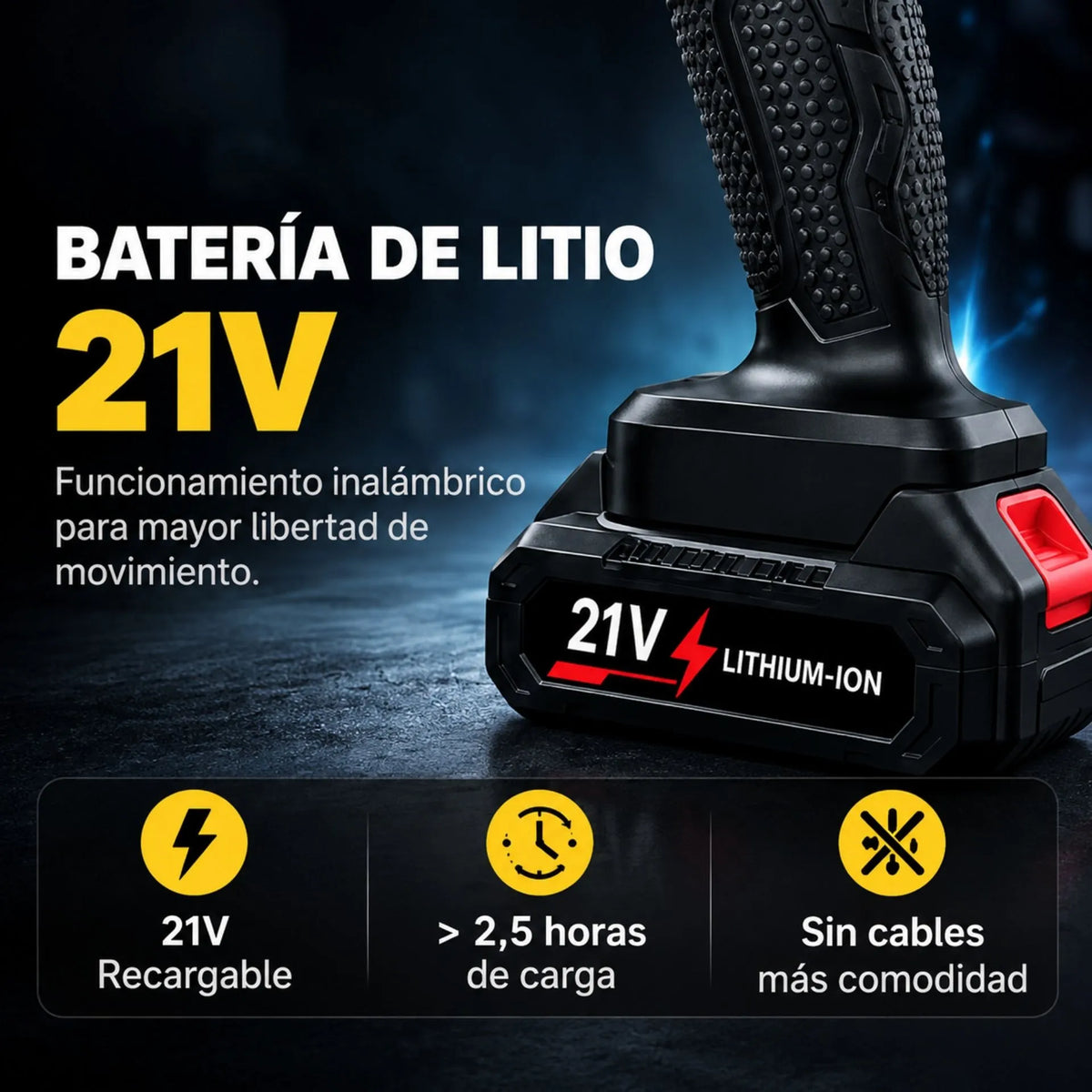 Sopladora De Aire Inalámbrica Recargable 150W Con Batería De Litio 21V Y Motor De 32.000 RPM MDHL MD-0226