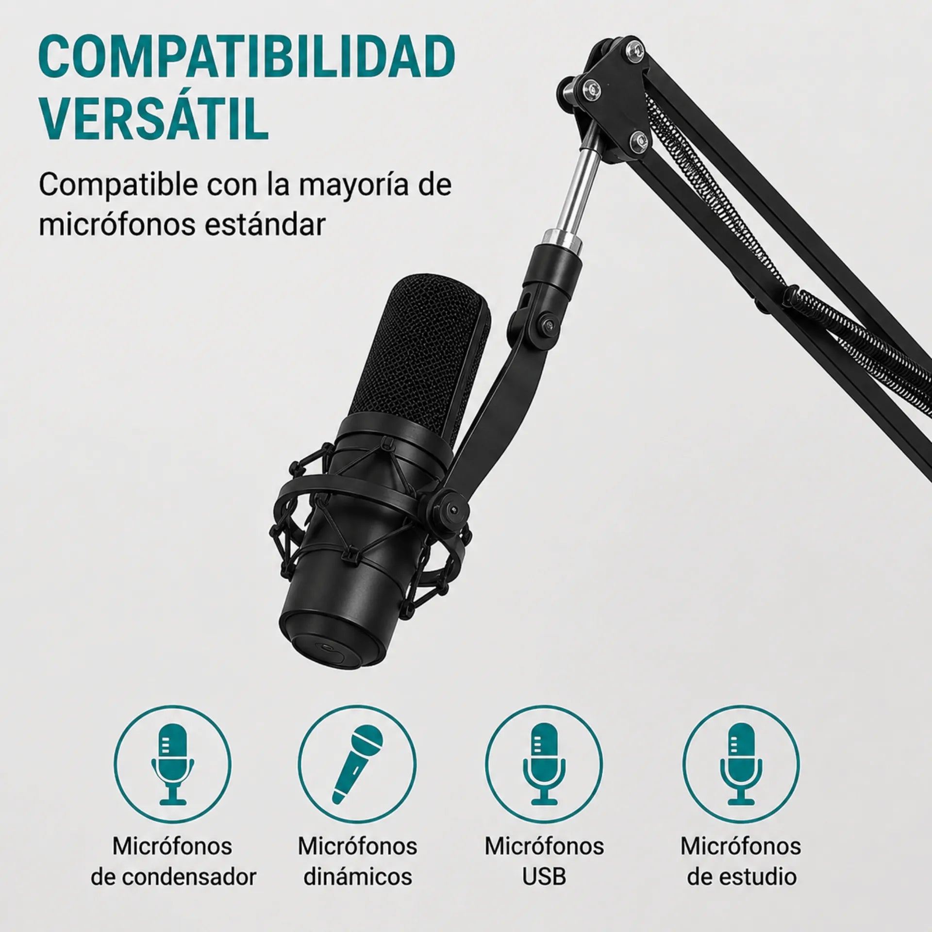 Soporte Para Micrófono Condensador De Brazo Articulado Metálico Con Ajuste A Mesa MY-7495