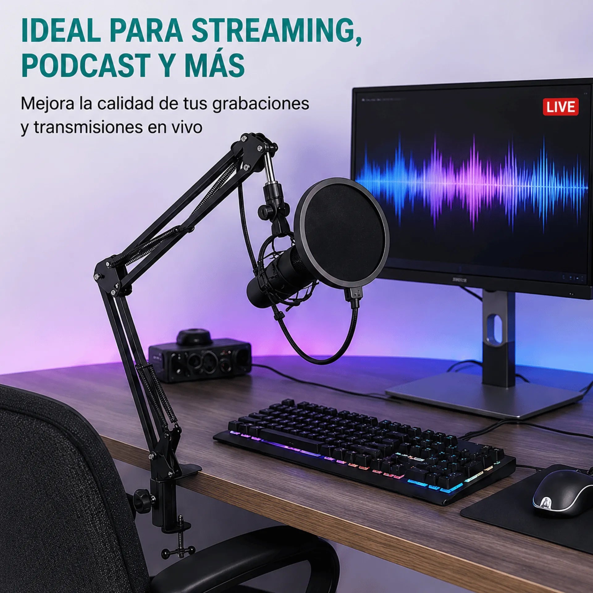 Soporte Para Micrófono Condensador De Brazo Articulado Metálico Con Ajuste A Mesa MY-7495