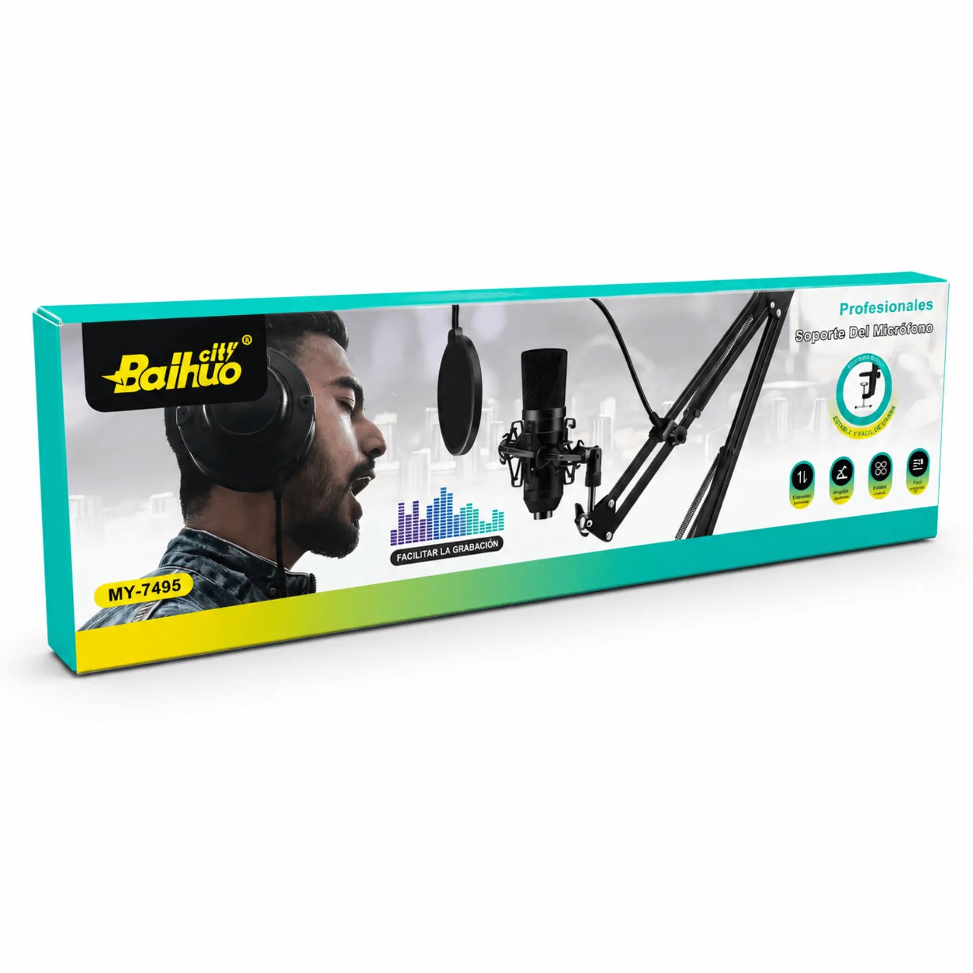 Soporte Para Micrófono Condensador De Brazo Articulado Metálico Con Ajuste A Mesa MY-7495