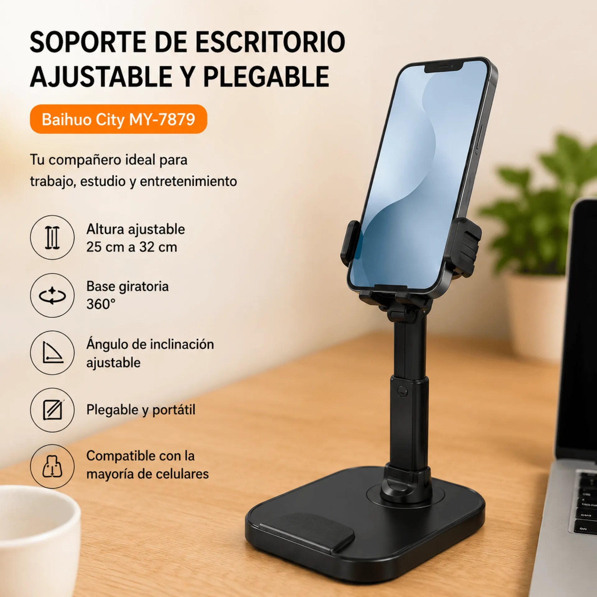 Soporte De Escritorio Ajustable Y Plegable Para Celular Baihuo City MY-7879