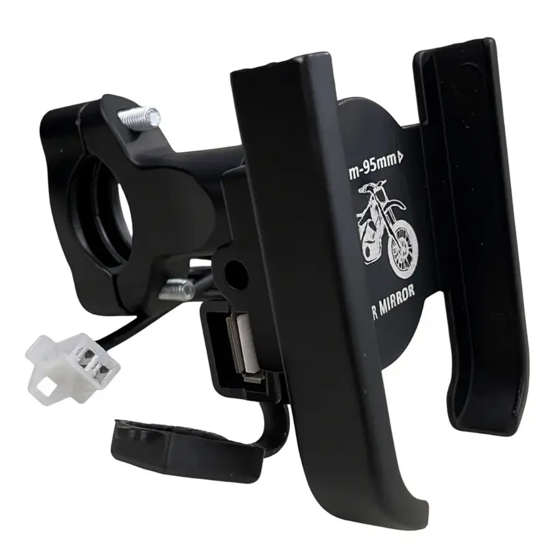 Soporte Para Celular De Manubrio Para Moto En Aluminio Con Puerto USB Y Rotación 360° MY-7130