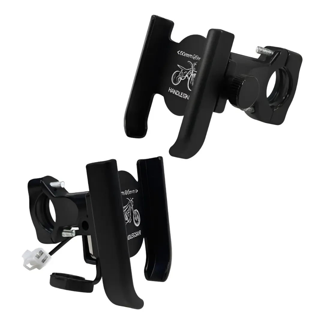 Soporte Para Celular De Manubrio Para Moto En Aluminio Con Puerto USB Y Rotación 360° MY-7130