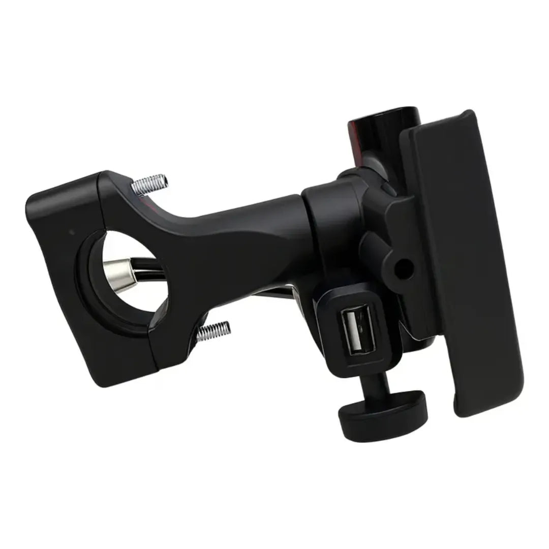 Soporte Para Celular De Manubrio Para Moto En Aluminio Con Puerto USB Y Rotación 360° MY-7130